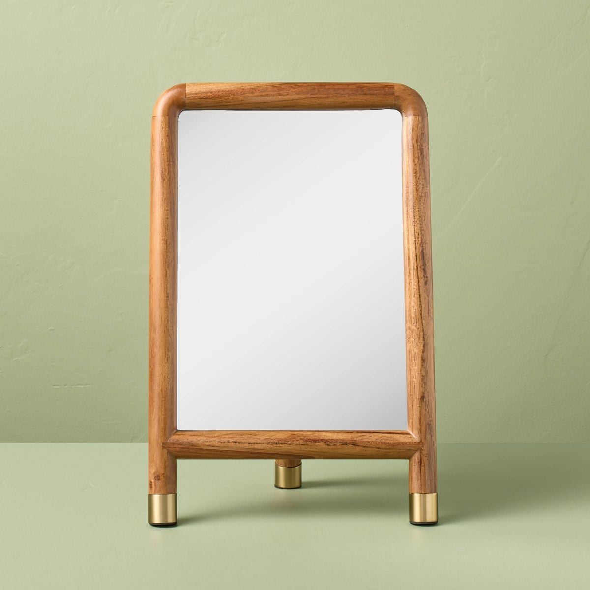 Wood Accent Mirror with Brass Feet - Hearth & Hand with Magnolia