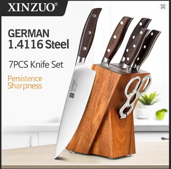 XINZUO Professional Full 7 PCS Knife Set German 1.4116 Stainless Steel Kitchen Knives