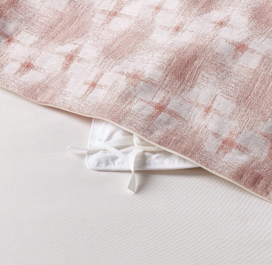 King Yarn Dye Ikat Duvet Cover and Sham Set Ivory/Mauve