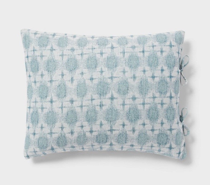 Full/Queen Threshold Yarn Dyed Cotton Ikat Duvet Cover Set Teal Blue