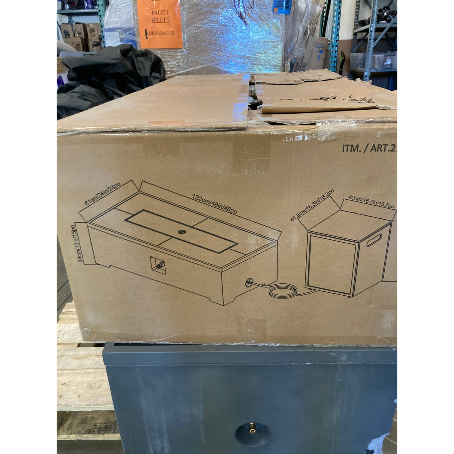 NEW - Costco - Bond Rectangle Faux Concrete Fire Pit with Tank Hideaway - Retail $399