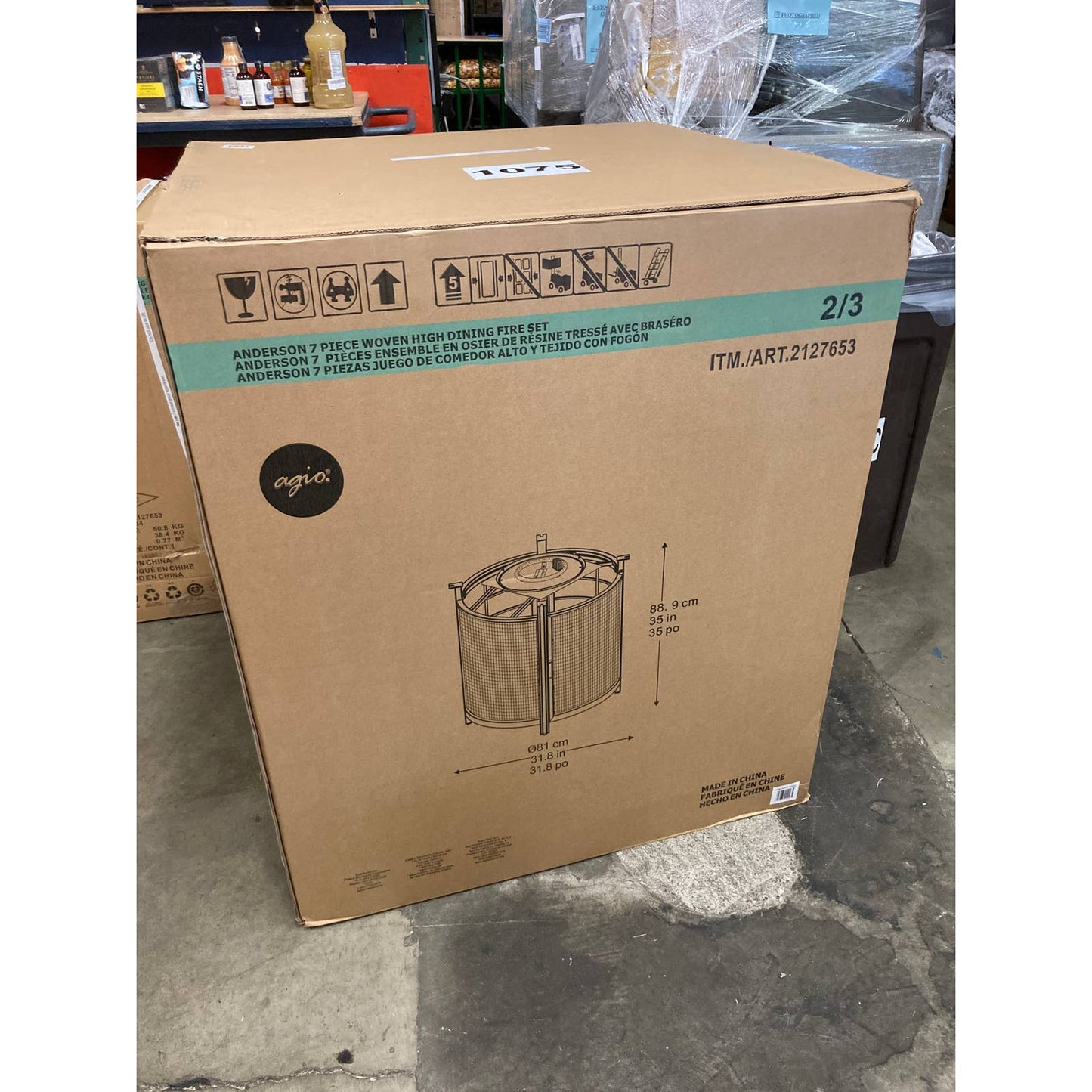 NEW - Costco - Agio St. Louis High Dining Set with Fire Table - Retail $1799