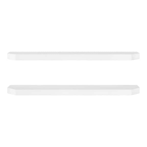 36 in. W x 7 in. D White Decorative Wall Shelf with Ledge (Set of 2)