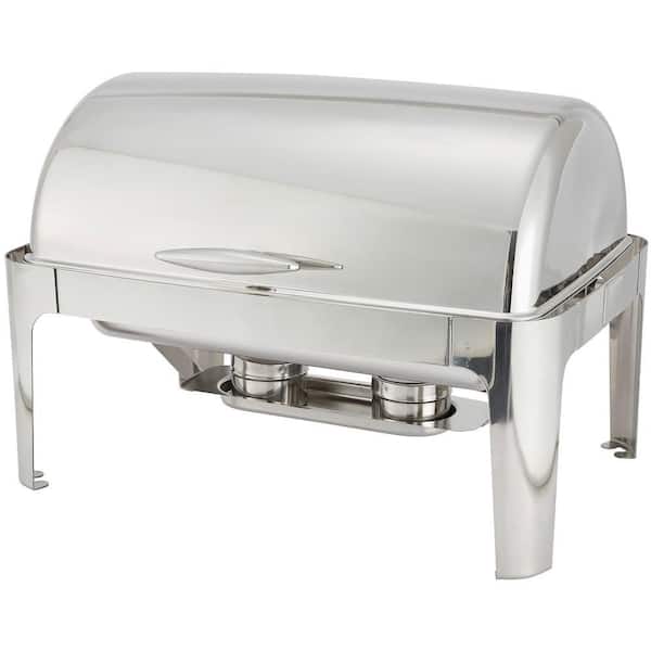 Winco Madison 8 qt. Stainless Steel Heavyweight Full-size Chafing Dishes with Roll-top 601