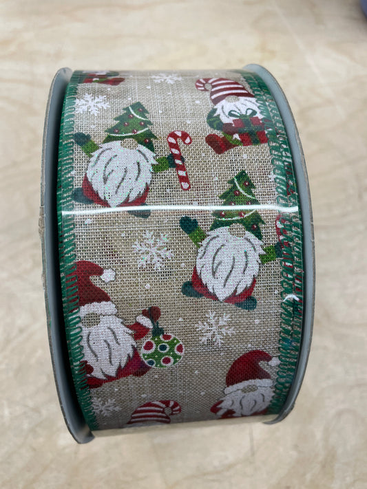 Kirkland Wire Edged Holiday Gnome Ribbon 50 yards