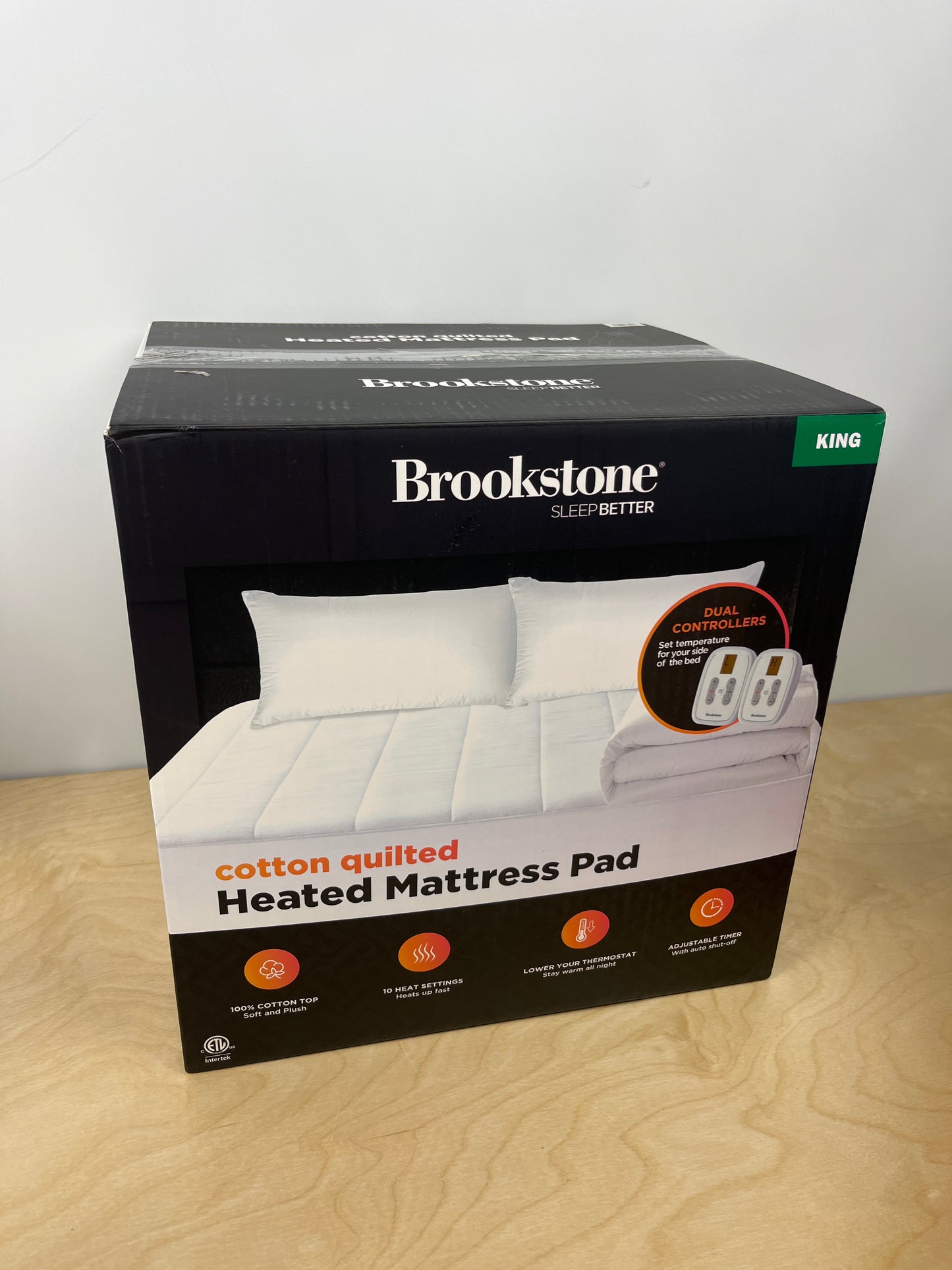 KING Brookstone Quilted-Comfort Cotton Heated Mattress Pad - Retail $100