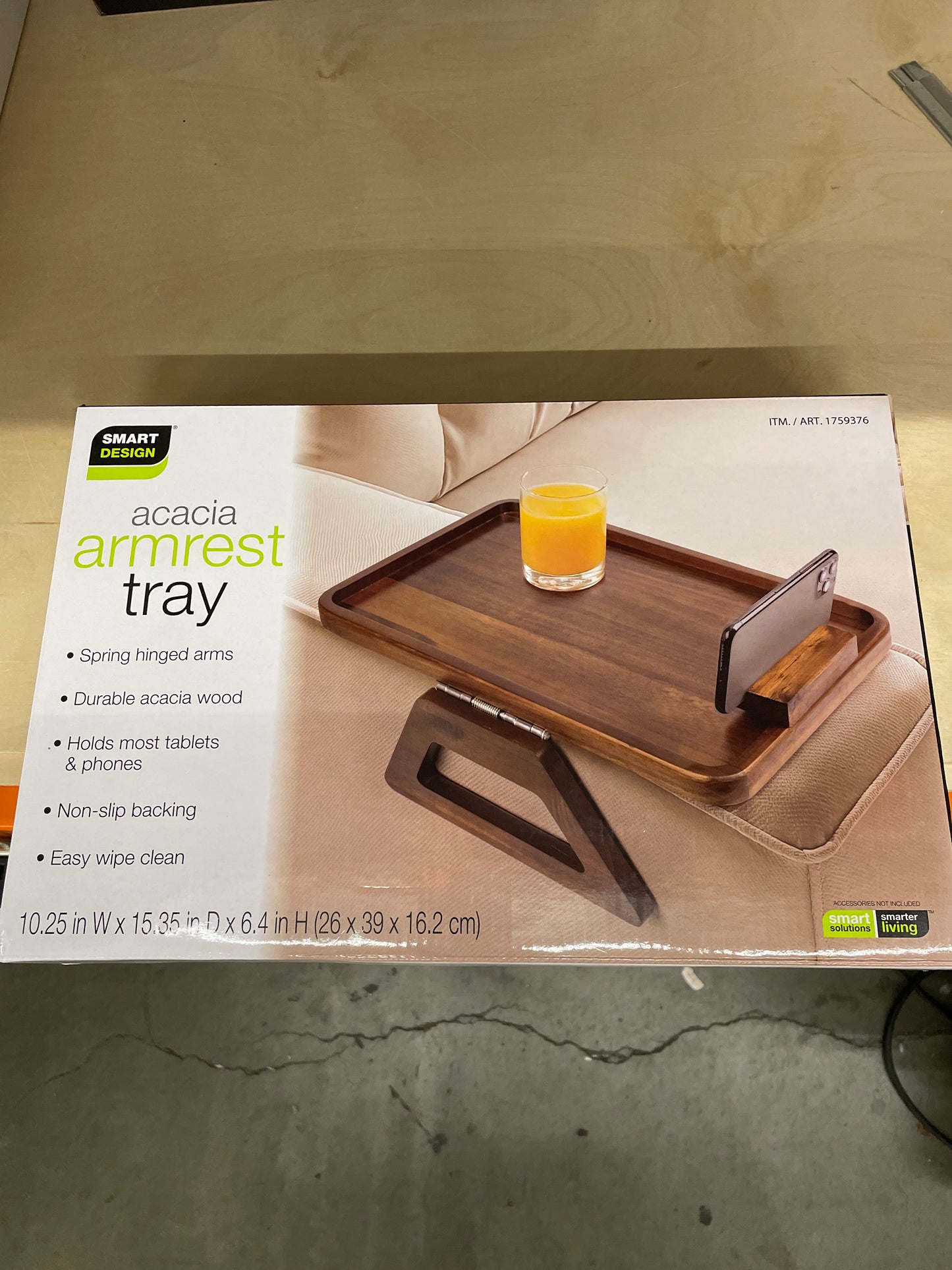 Smart Design Acacia Armrest Tray