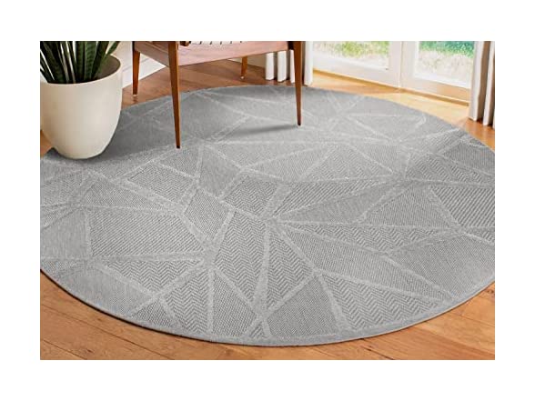 NEW - Leick Home 595645 Vennor Geometric Indoor Outdoor Area Rug Round 5'3" - Retail $63