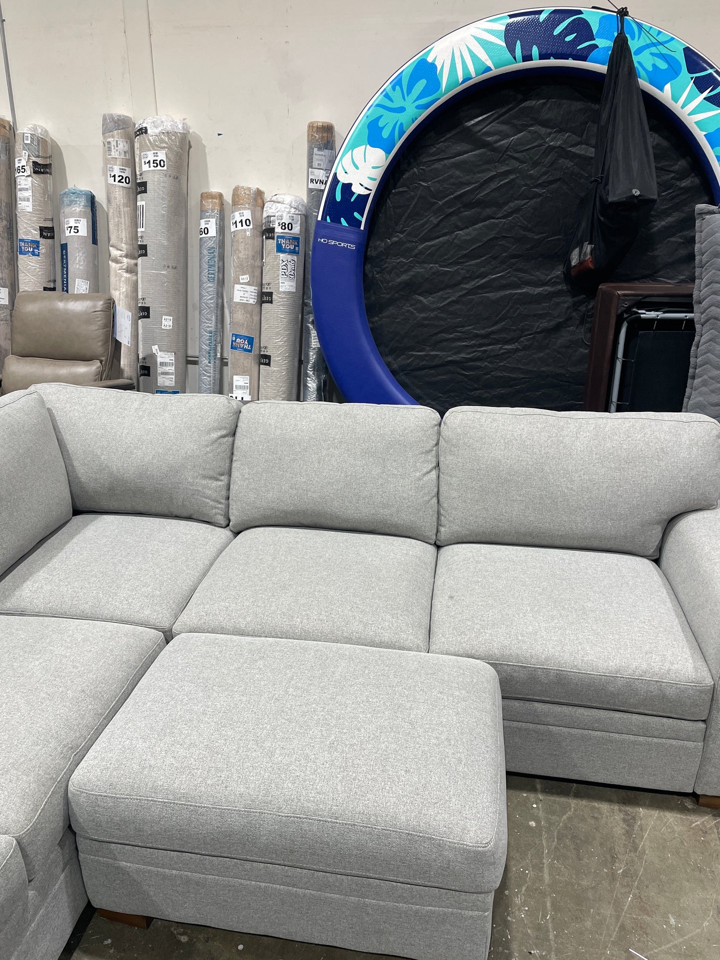 Thomasville Langdon Fabric Sectional with Storage Ottoman