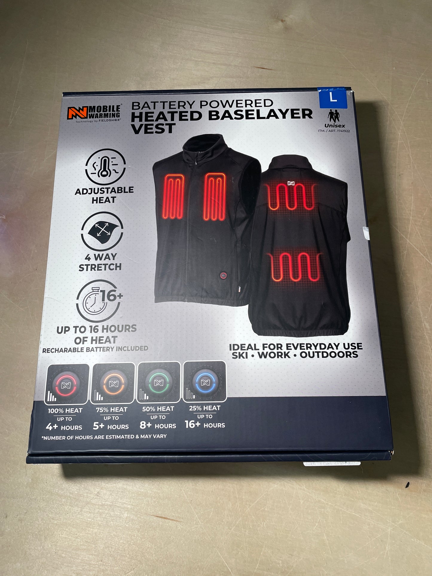 Mobile Warming Battery Powered Heated Baselayer Vest Unisex Large - Retail $79