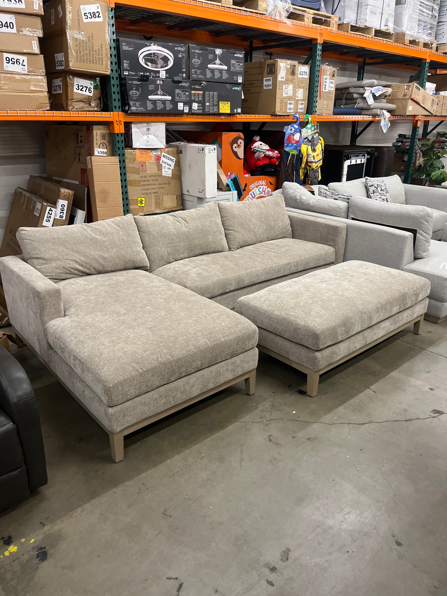 Caspian Fabric Sectional with Ottoman - Retail $1600