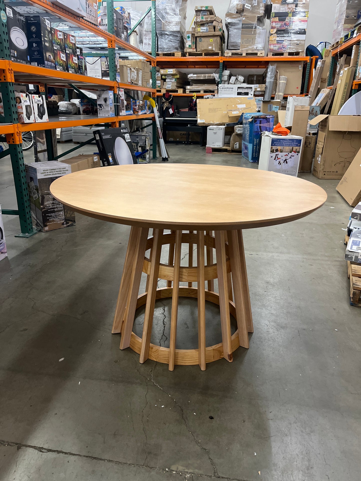 Walker Edison Scandinavian Slatted Wood Pedestal Base Dining Table, 48 Inch - Retail $399