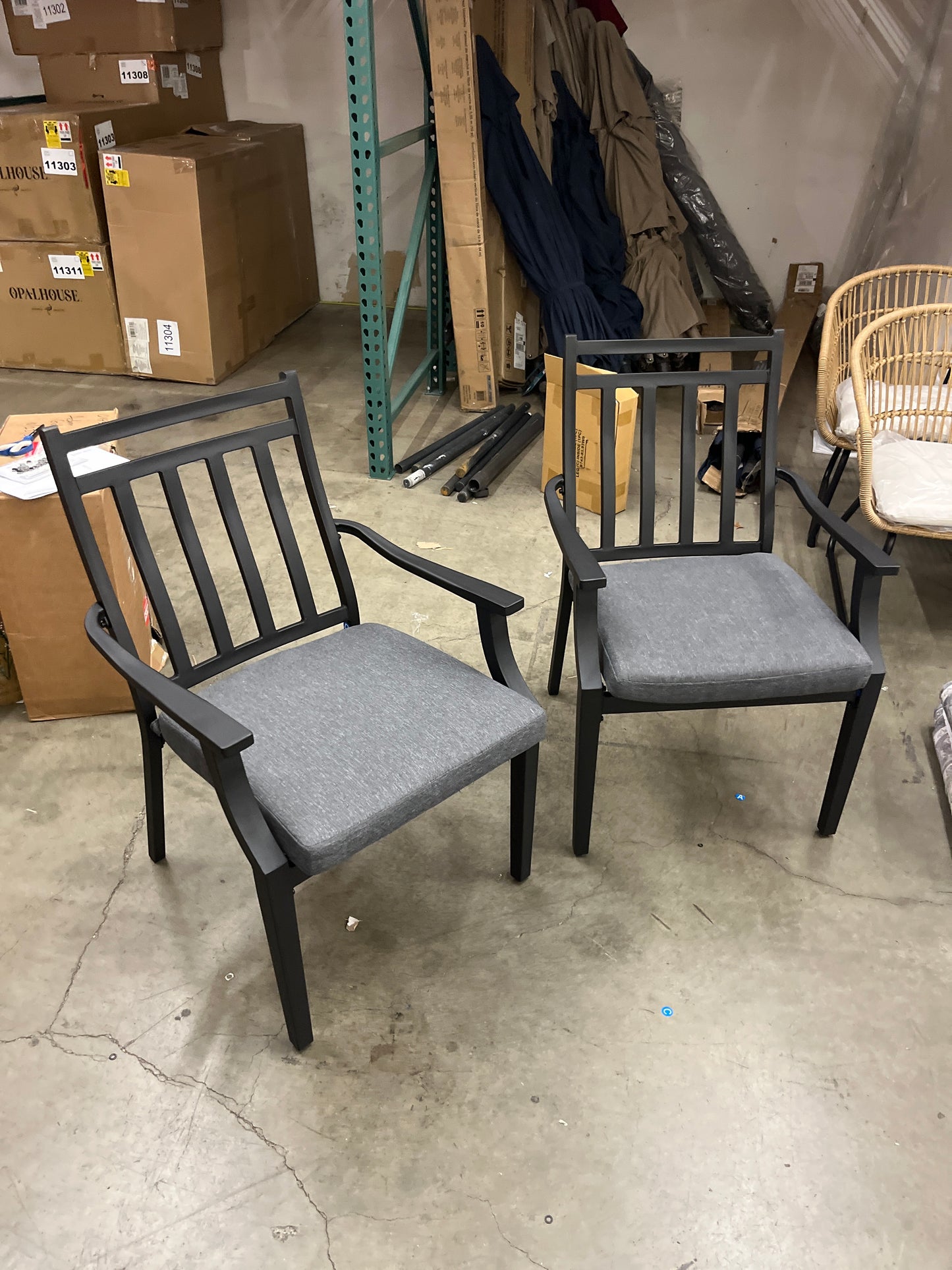 2pc Fairmont Stationary Outdoor Patio Dining Chairs Arm Chairs Black - Threshold: Ergonomic, Weather-Resistant Steel