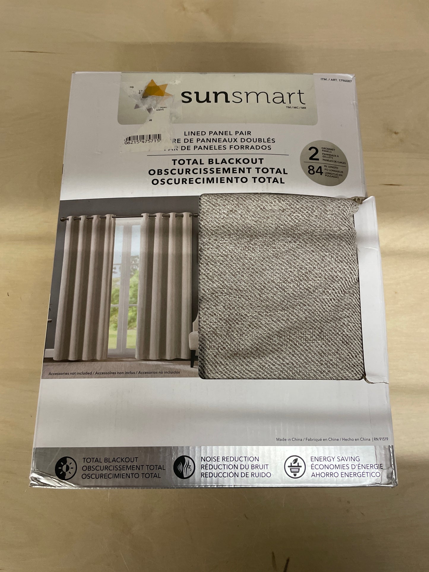 SunSmart Total Blackout Lined Panel Pair with Grommets