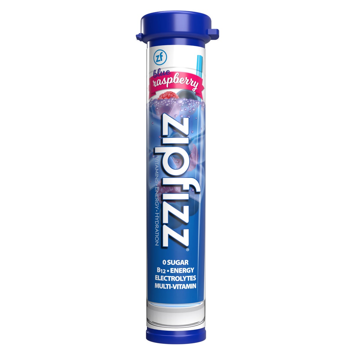 Zipfizz Multi-Vitamin Energy Hydration Drink Mix, 30 Tubes, Blueberry Raspberry