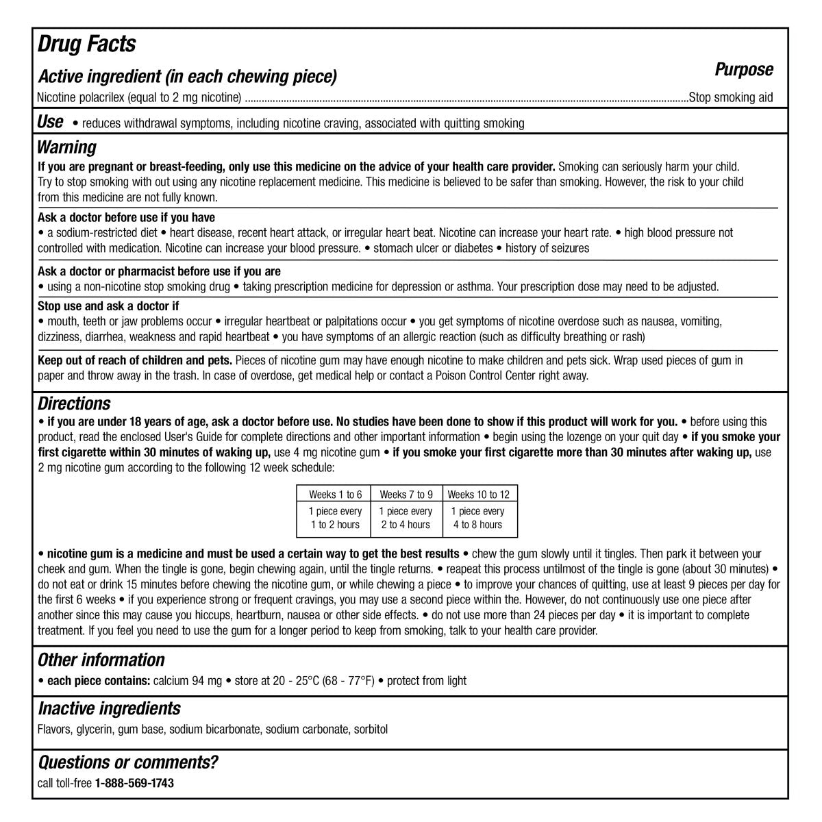 Nicorette Quit Smoking Aid 4mg Original Flavor Gum 200 Pieces