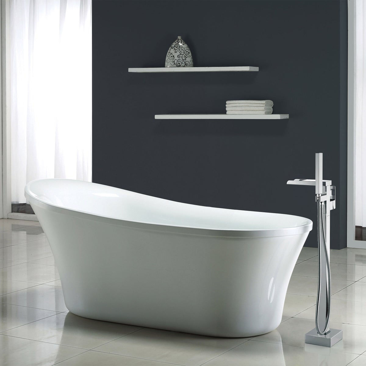 OVE Decors Infinity Freestanding Waterfall Spout Bathtub Faucet  - Retail $480