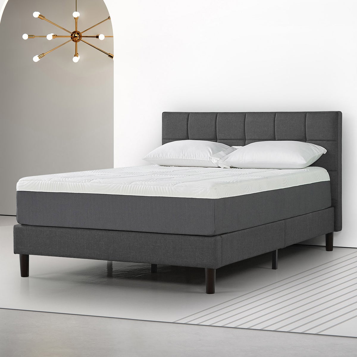 FULL - Blackstone by Zinus Upholstered Square Stitched Full Size Platform Bed