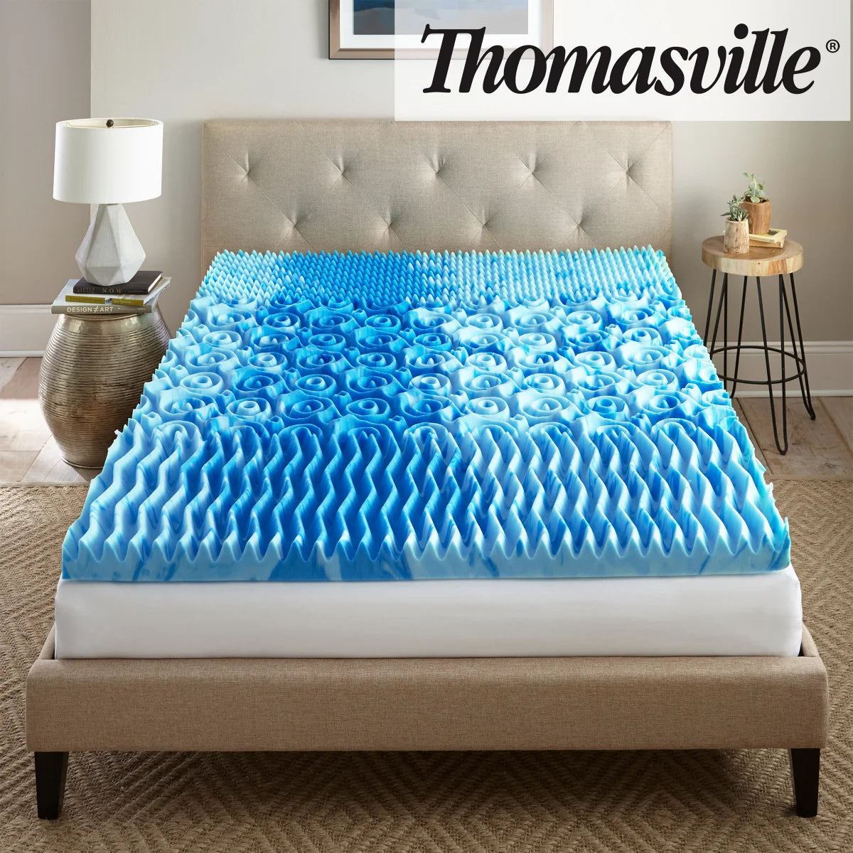 NEW - Thomasville 3in King Multi-Zone Cooling Gel Foam Mattress Topper - Retail $124
