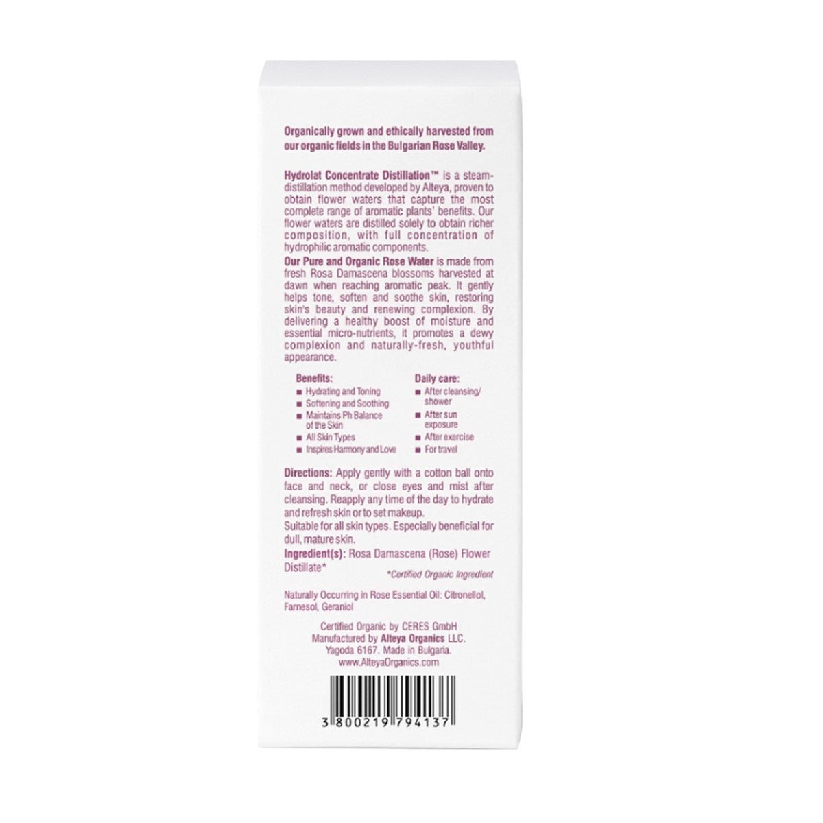 NEW - Alteya Organics Bulgarian Rose Water Toner, 8 fl oz, 2-pack