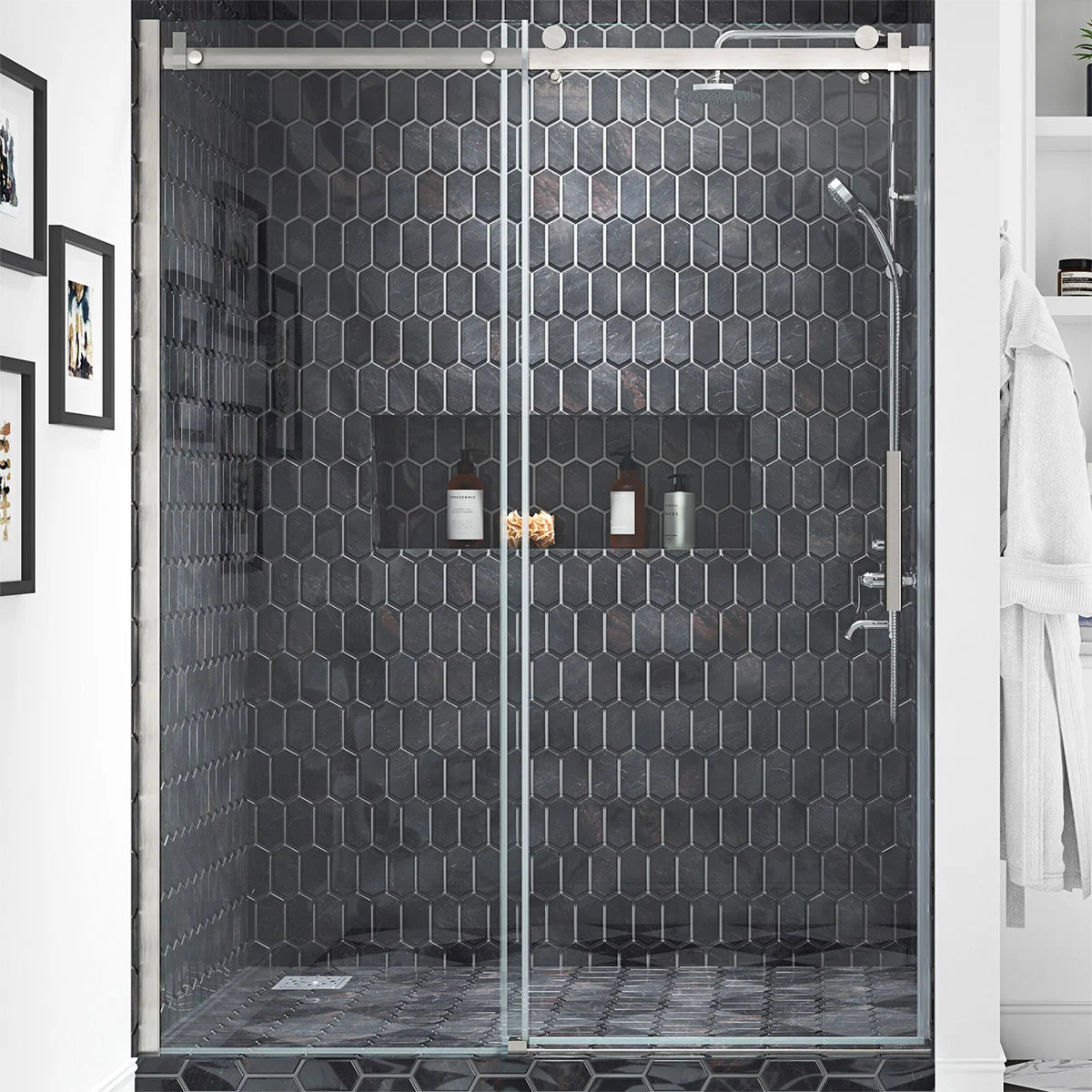 NEW - OVE Decors 60" Kelsey Tempered Glass Shower Door - Retail $750