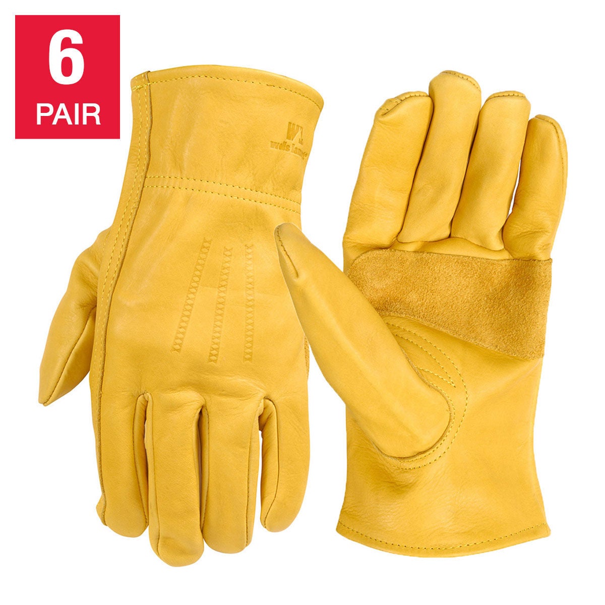Wells Lamont Men's Leather Work Gloves, 6-pair - 3XL