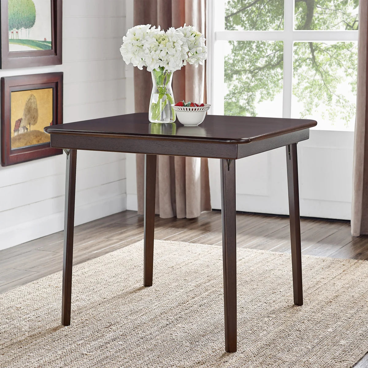 NEW - Costco - Stakmore 32 in Dark Brown Wood Folding Table - Retail $99