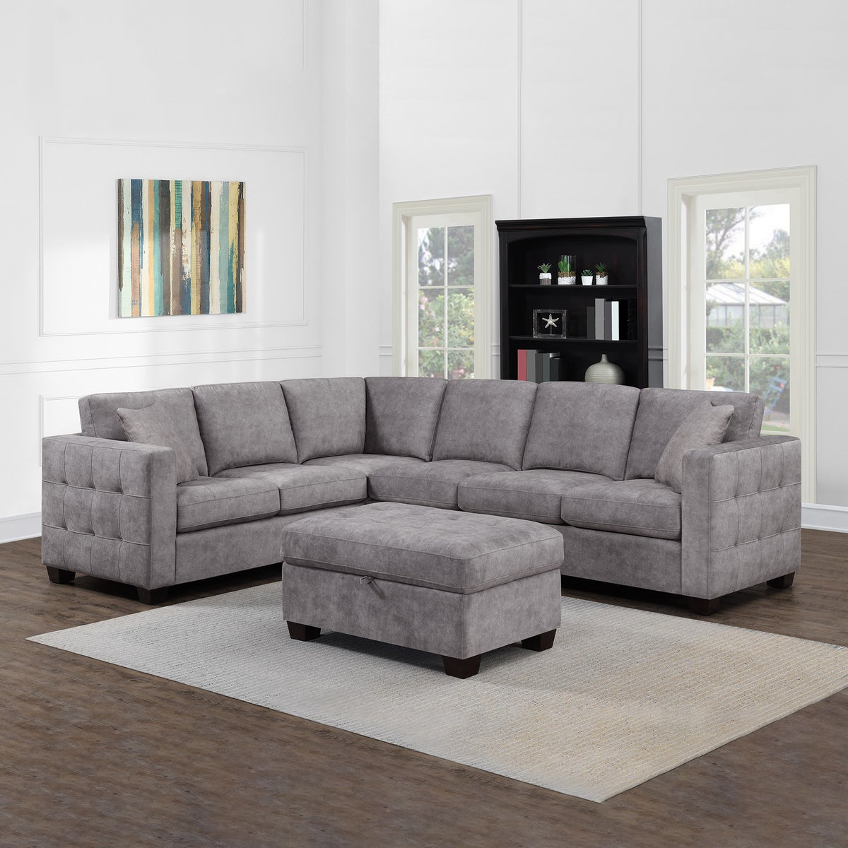 Thomasville Kylie Fabric Sectional with Ottoman