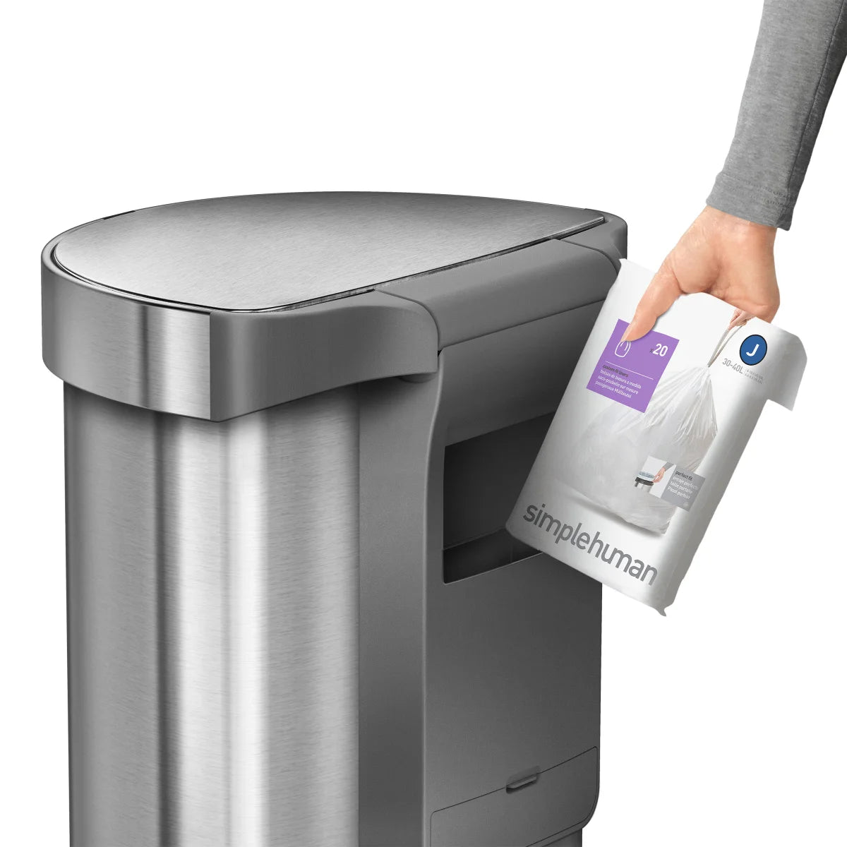 NEW - simplehuman 45L Semi Round Sensor Can and 4.5L Step Can with Odorsorb - Retail $99