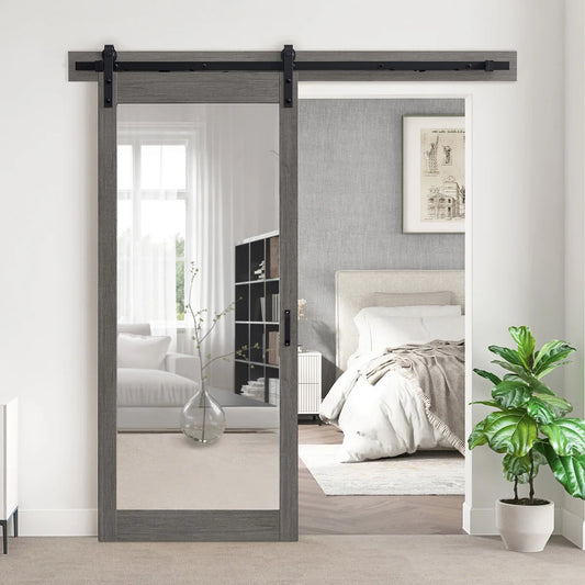 NEW - OVE Decors Brittnay Mirrored Barn Door with Hardware Kit & Smooth Soft-Close - Retail $499