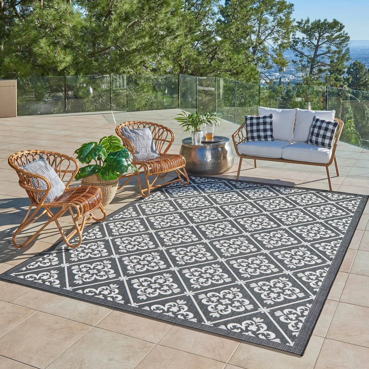 NEW - Naples 5X7 Indoor/Outdoor Area Rug, Bronte - Retail $99