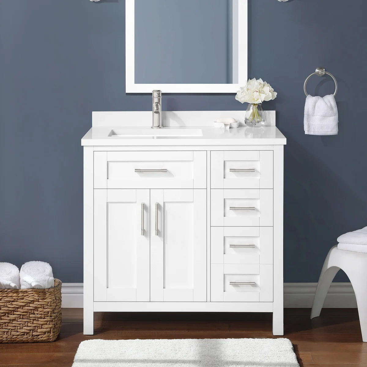 NEW - OVE Decors Parkway Bath Vanity w/ Quartz Top in White - Retail $899
