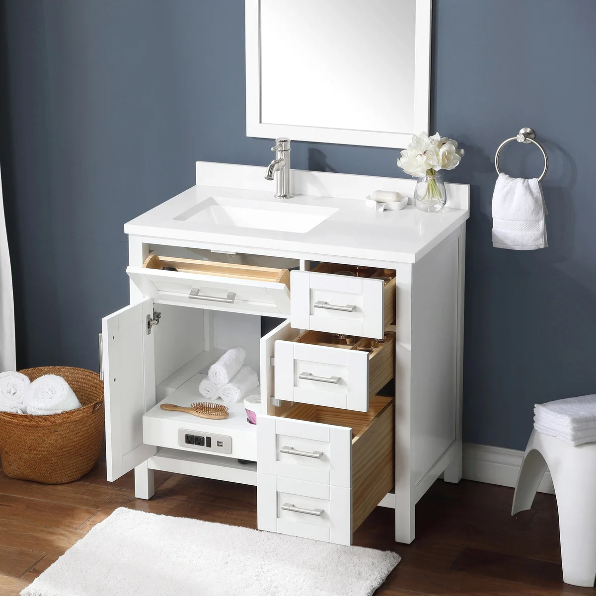 NEW - OVE Decors Parkway Bath Vanity w/ Quartz Top in White - Retail $899
