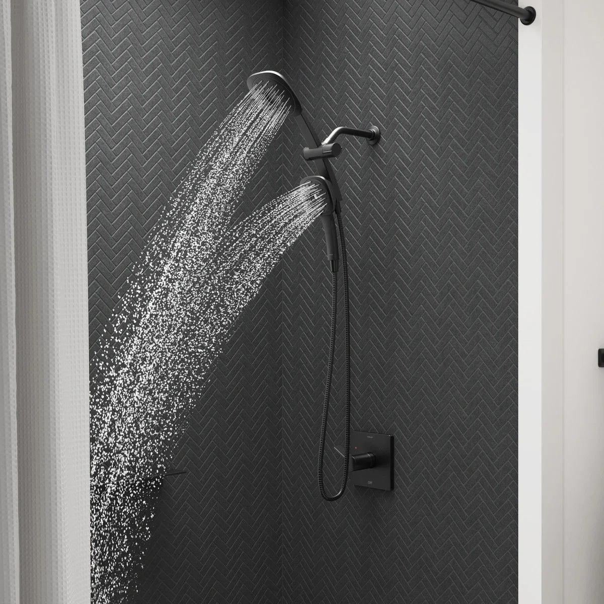 NEW - Kohler Adjuste Matte Black 3-in-1 Multifunction Shower Kit Shower Head - Retail $109
