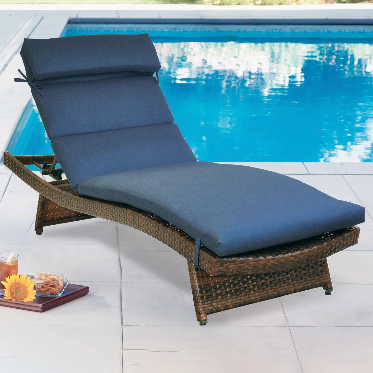 NEW - Peak Season Blue Outdoor Chaise Cushion, 2-pack