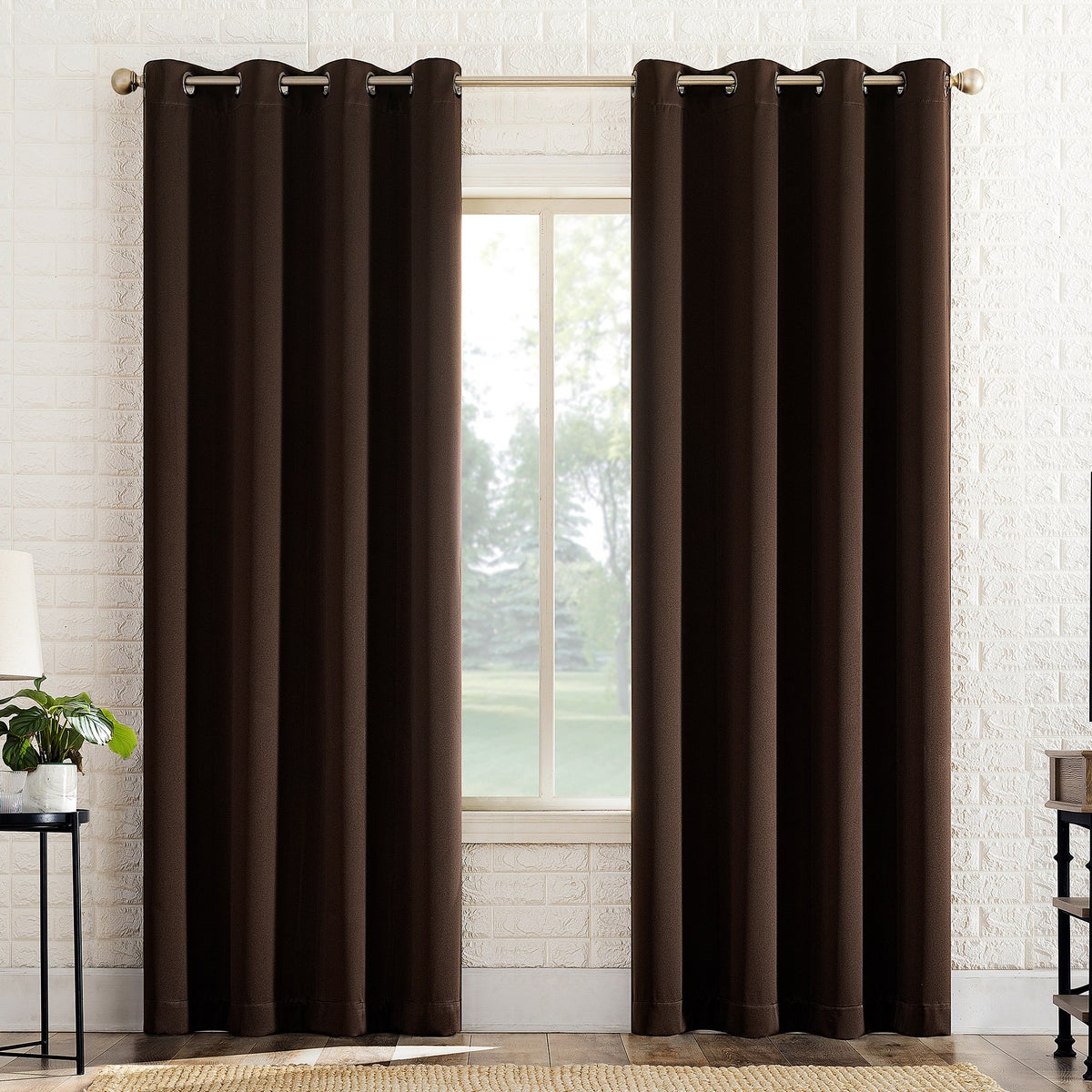 Sun Zero Brown Broderick Theater Grade Blackout Curtains