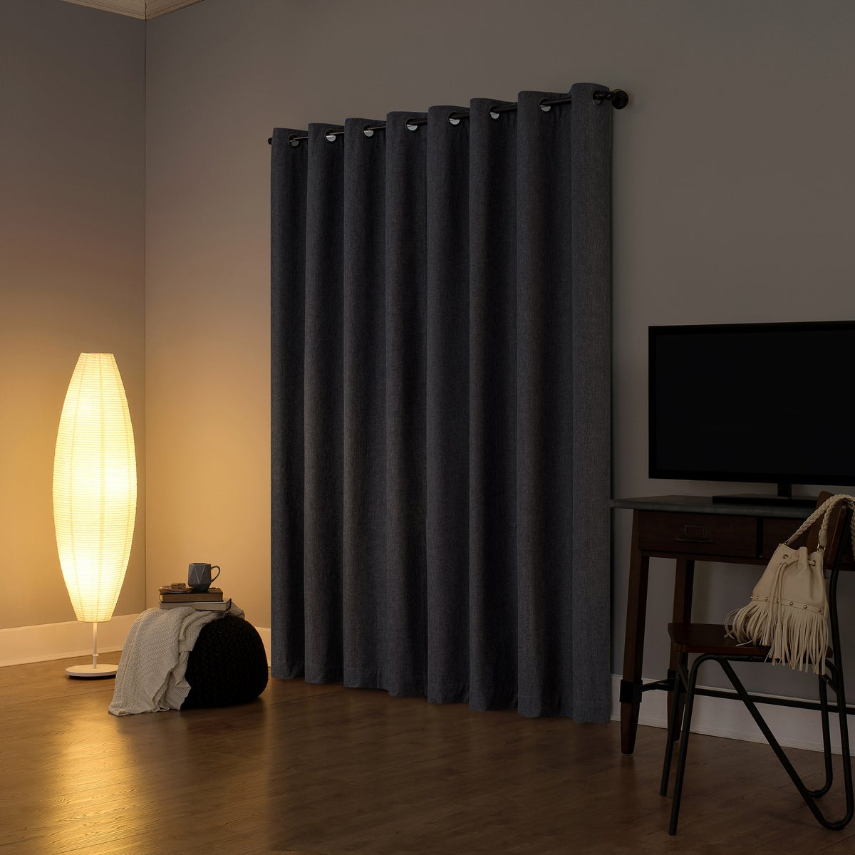 Sun Zero Grey 100% Blackout Window Curtains