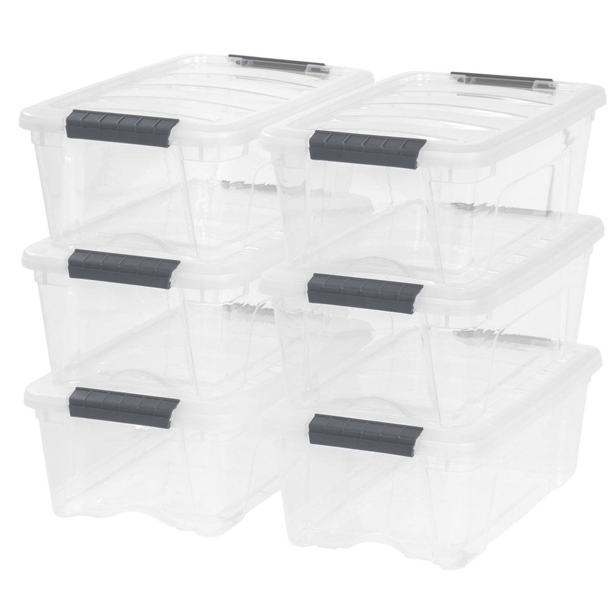IRIS 12.9 Quart Buckle Up Storage Bin, 6-pack