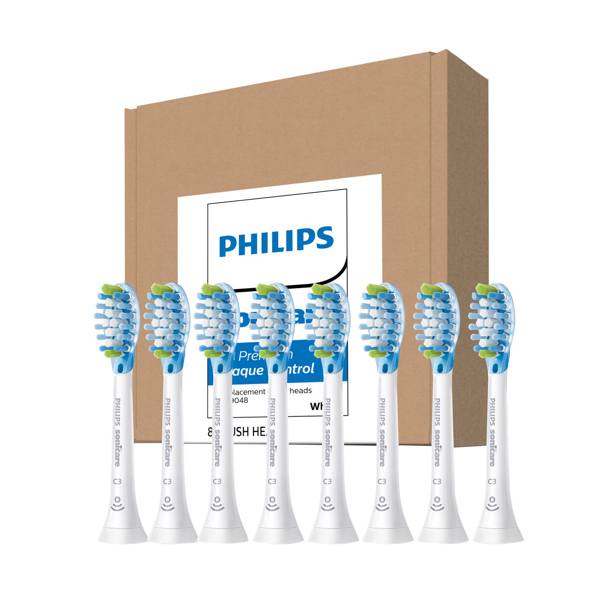 Philips Sonicare Premium Plaque Control, Replacement Electric Toothbrush Heads, Soft Bristle, 8-count