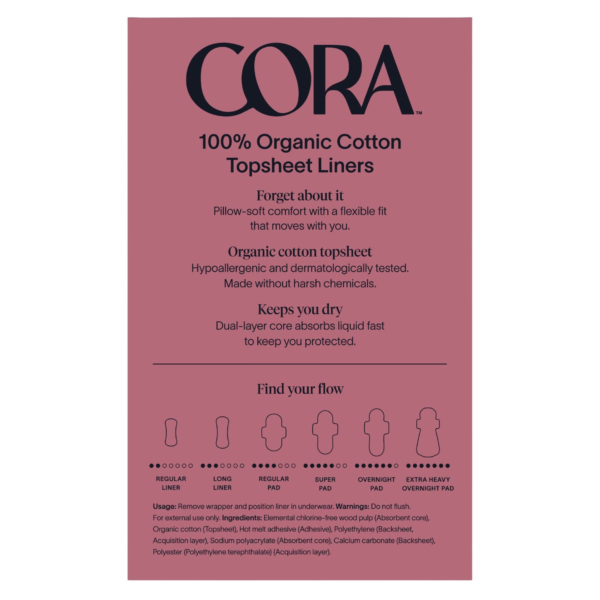 Cora 100% Organic Cotton Topsheet Liners, 160ct