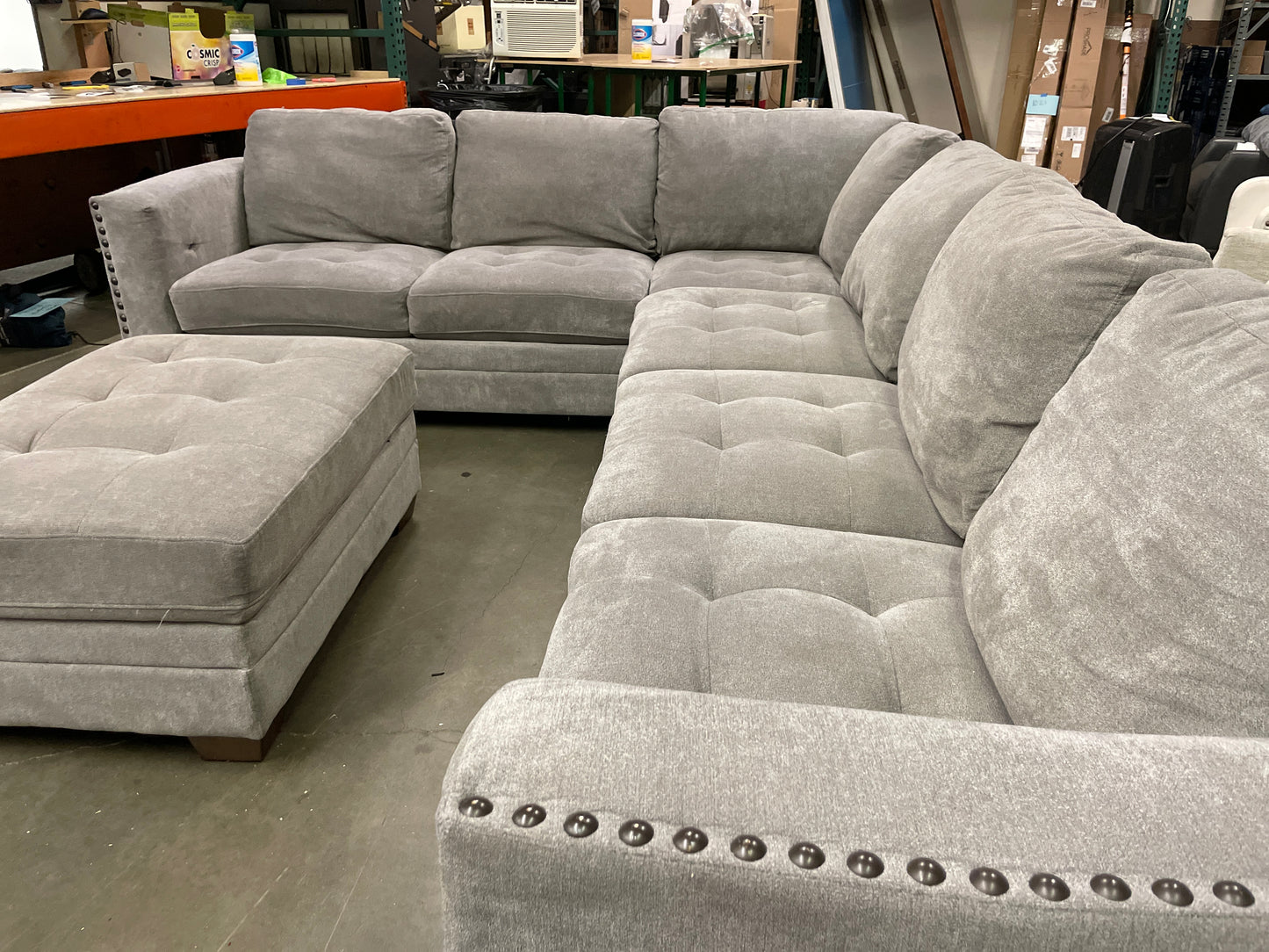 Costco - Selena Fabric Sectional with Storage Ottoman - Retail $999