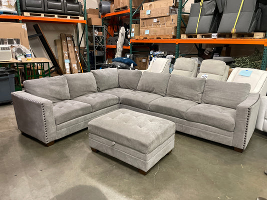 Costco - Selena Fabric Sectional with Storage Ottoman - Retail $999