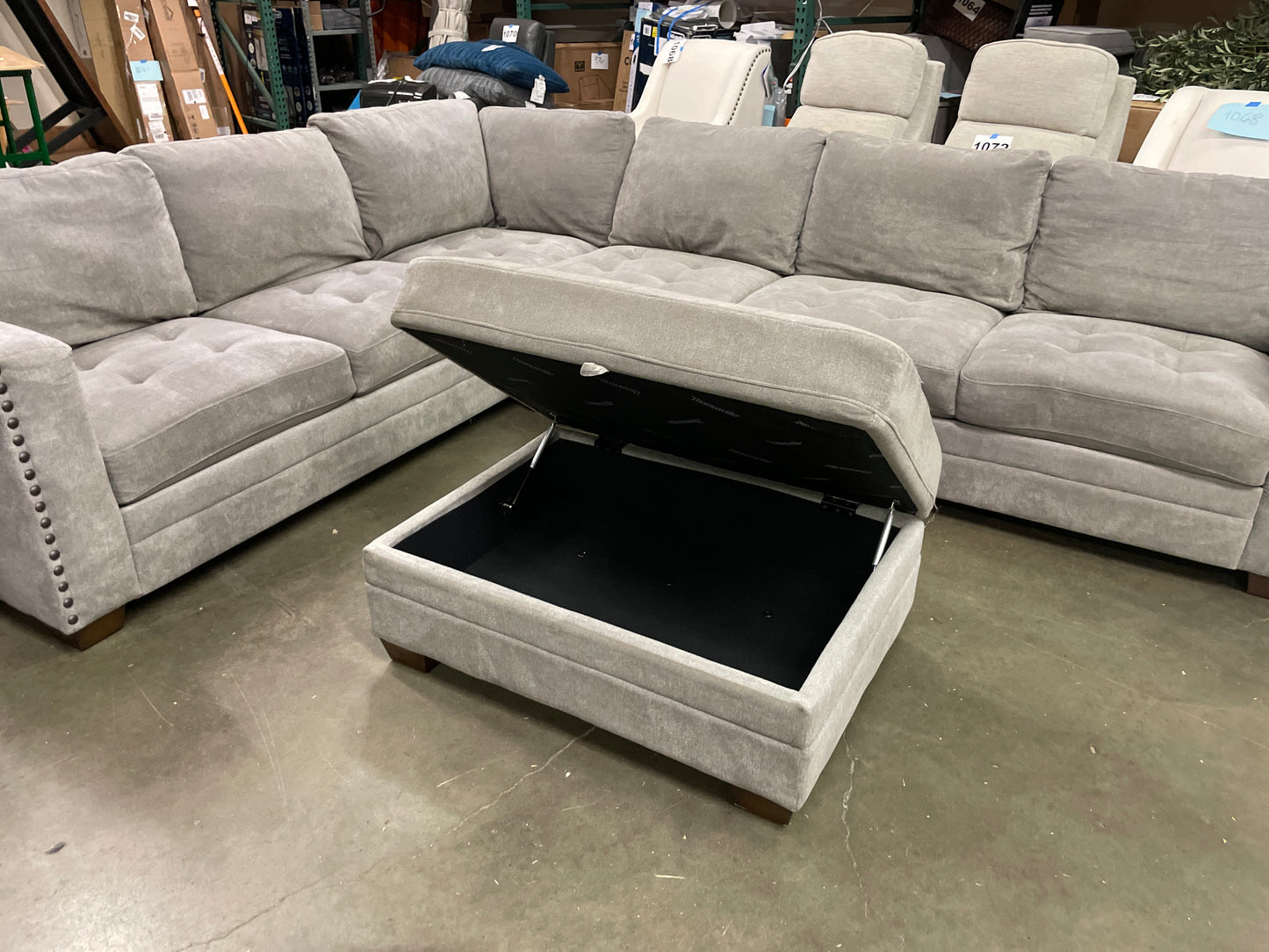 Costco - Selena Fabric Sectional with Storage Ottoman - Retail $999