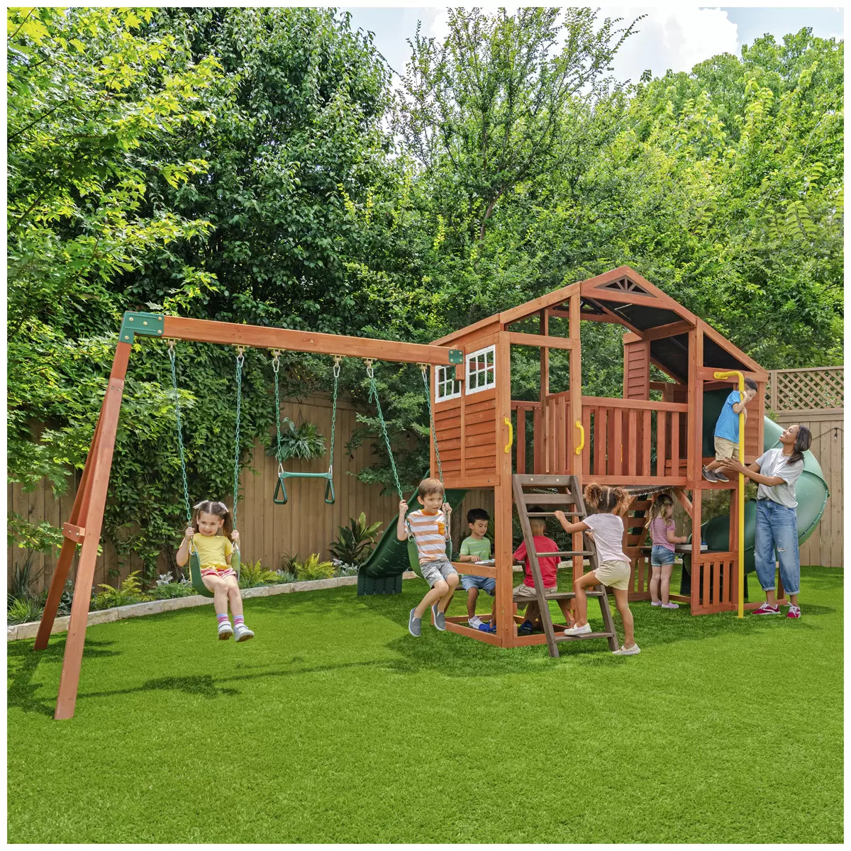 KidKraft Boulder Bluff 2 In 1 Wooden Playcentre And Swing Set - Retail $1299