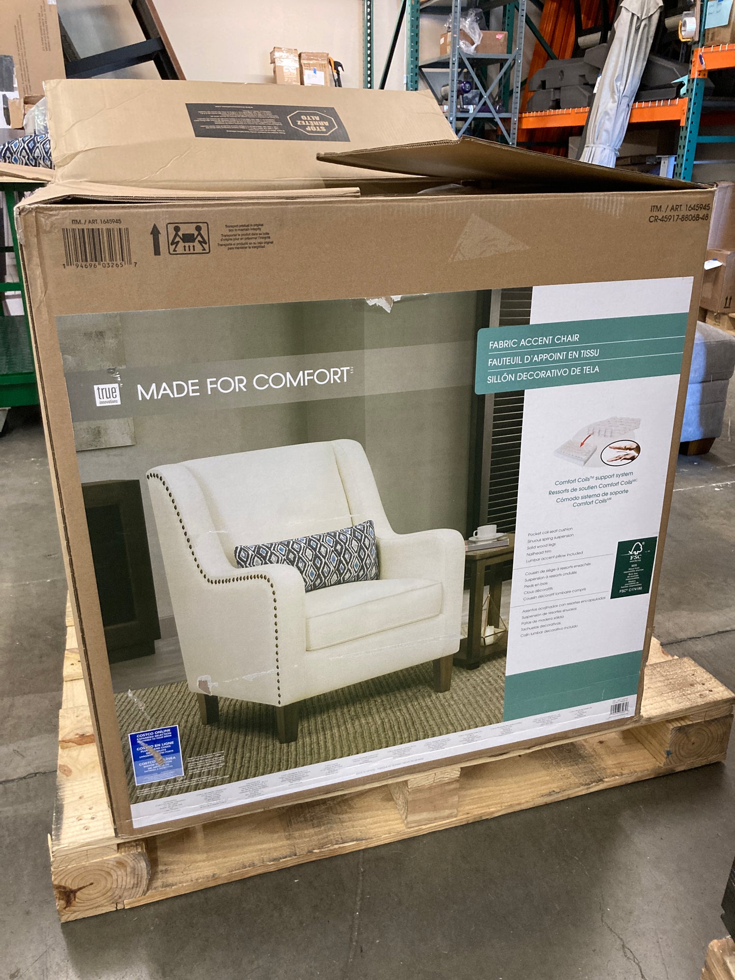 NEW in Box - Costco - True Innovations Mila Fabric Accent Chair - Retail $349