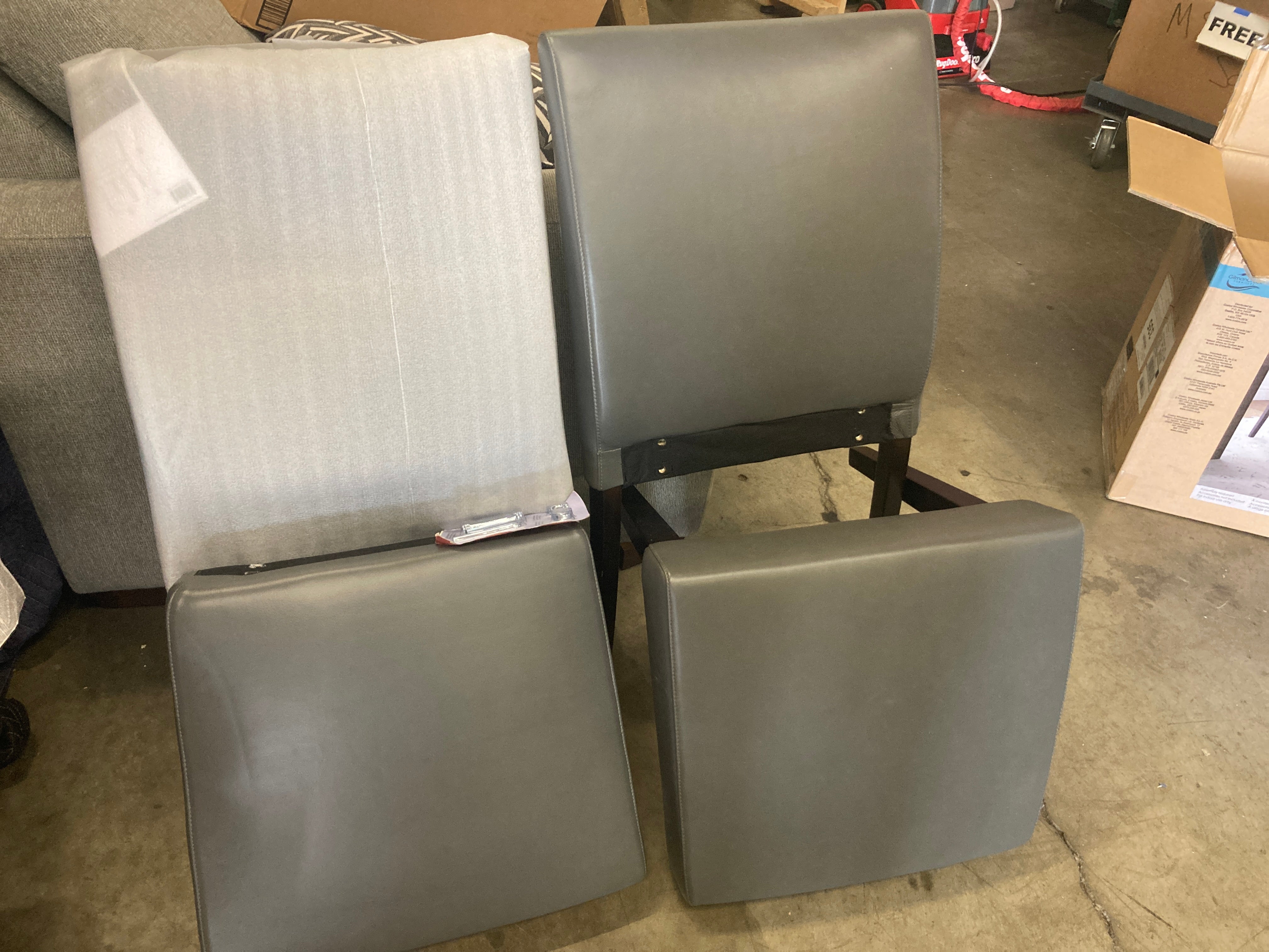 Costco - Denning Top Grain Leather Dining Chair, Grey, 2-Pack