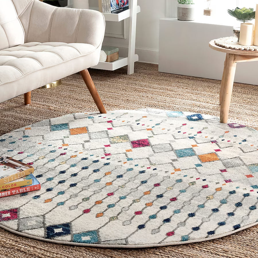 nuLOOM Blythe 6 x 6 (ft) Loomed Polypropylene Multi Round Indoor Trellis Area Rug - Retail $79