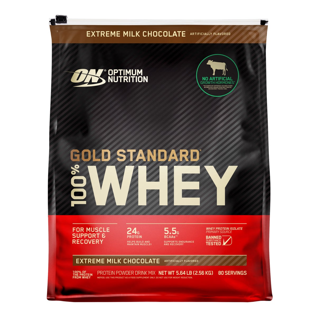 Optimum Nutrition Gold Standard 100% Whey Protein Powder, 5.64 lbs, Chocolate