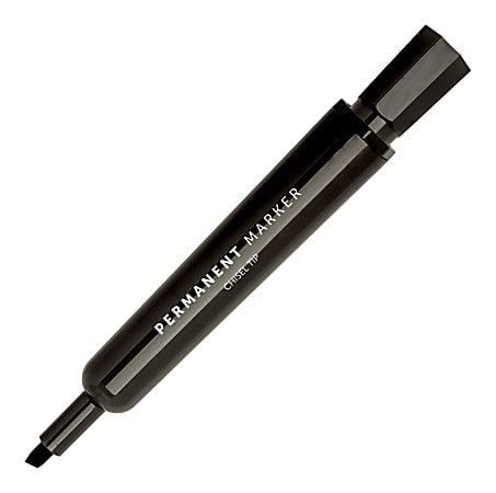 Office Depot® Brand Permanent Markers, Chisel Point, 100% Recycled Plastic Barrel, Black Ink, Pack Of 12