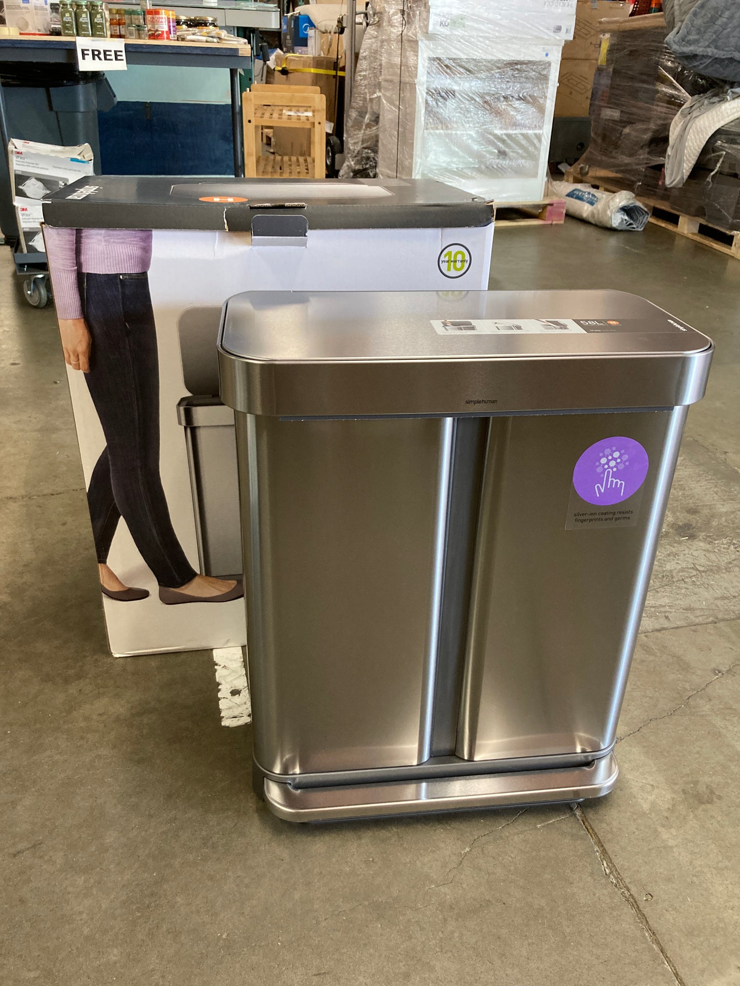 simplehuman 58L Dual Compartment Step Can with Compost Caddy and Code H Liners, 60-pack - Retail $179 Default Title